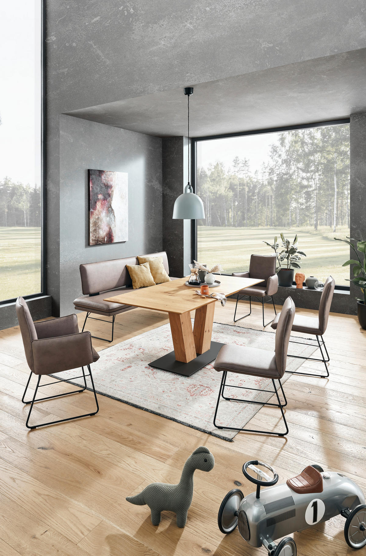 STUHL  in Stahl Mikrofaser  - Schwarz/Braun, Design, Textil/Metall (46/91/60cm) - Dieter Knoll