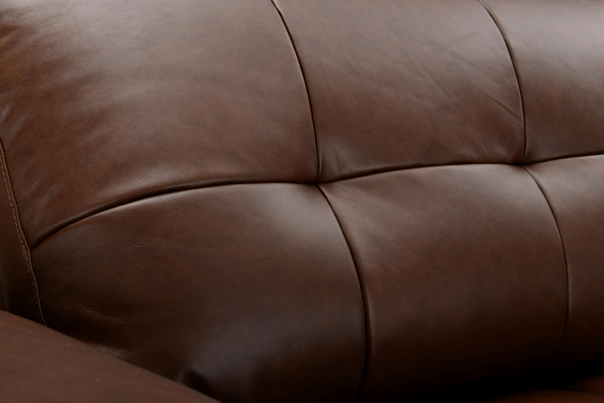 ECKSOFA in Lederlook Echtleder Braun   - Schwarz/Braun, Design, Leder/Textil (266/86/120cm) - MID.YOU