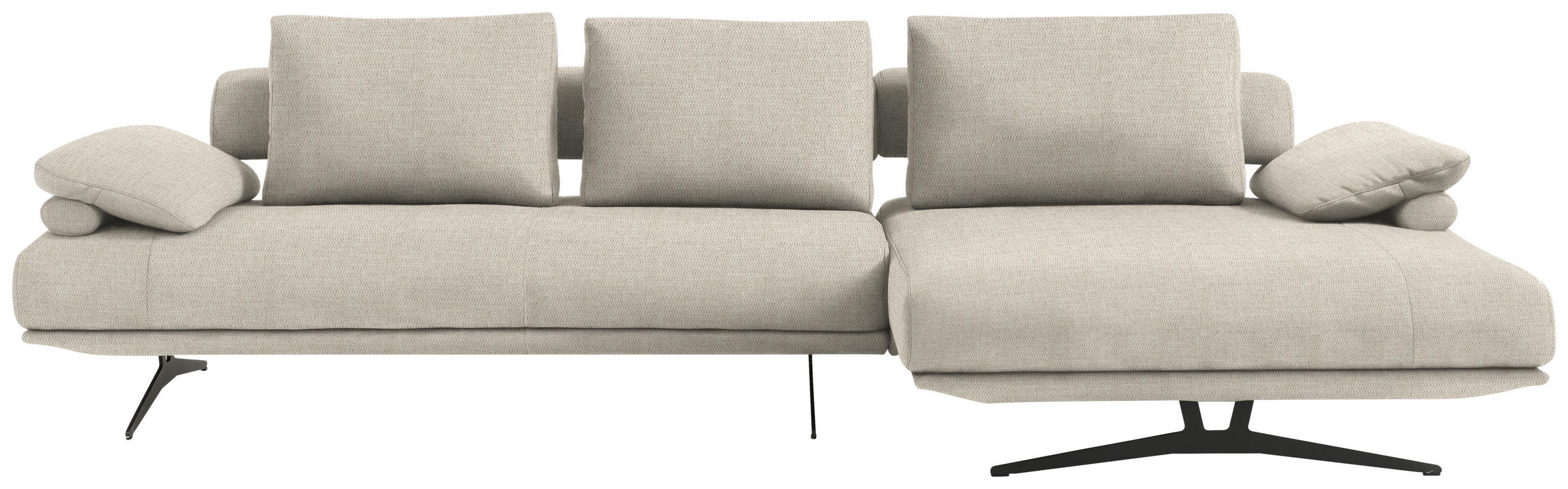ECKSOFA in Chenille Creme  - Creme/Schwarz, Design, Textil/Metall (334/168cm) - Dieter Knoll