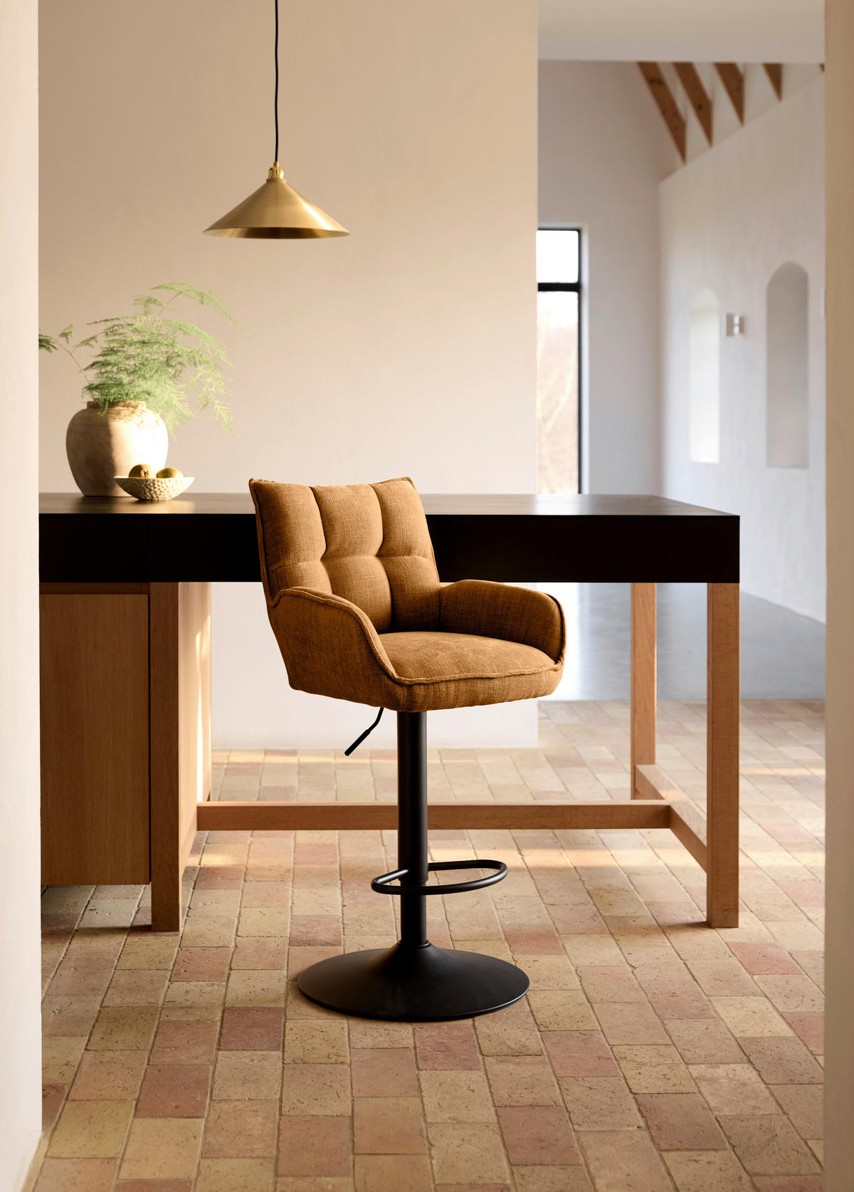 BARHOCKER-SET in Rostfarben  - Rostfarben/Schwarz, MODERN, Textil/Metall (52/98,5-113,5/53cm) - Livetastic