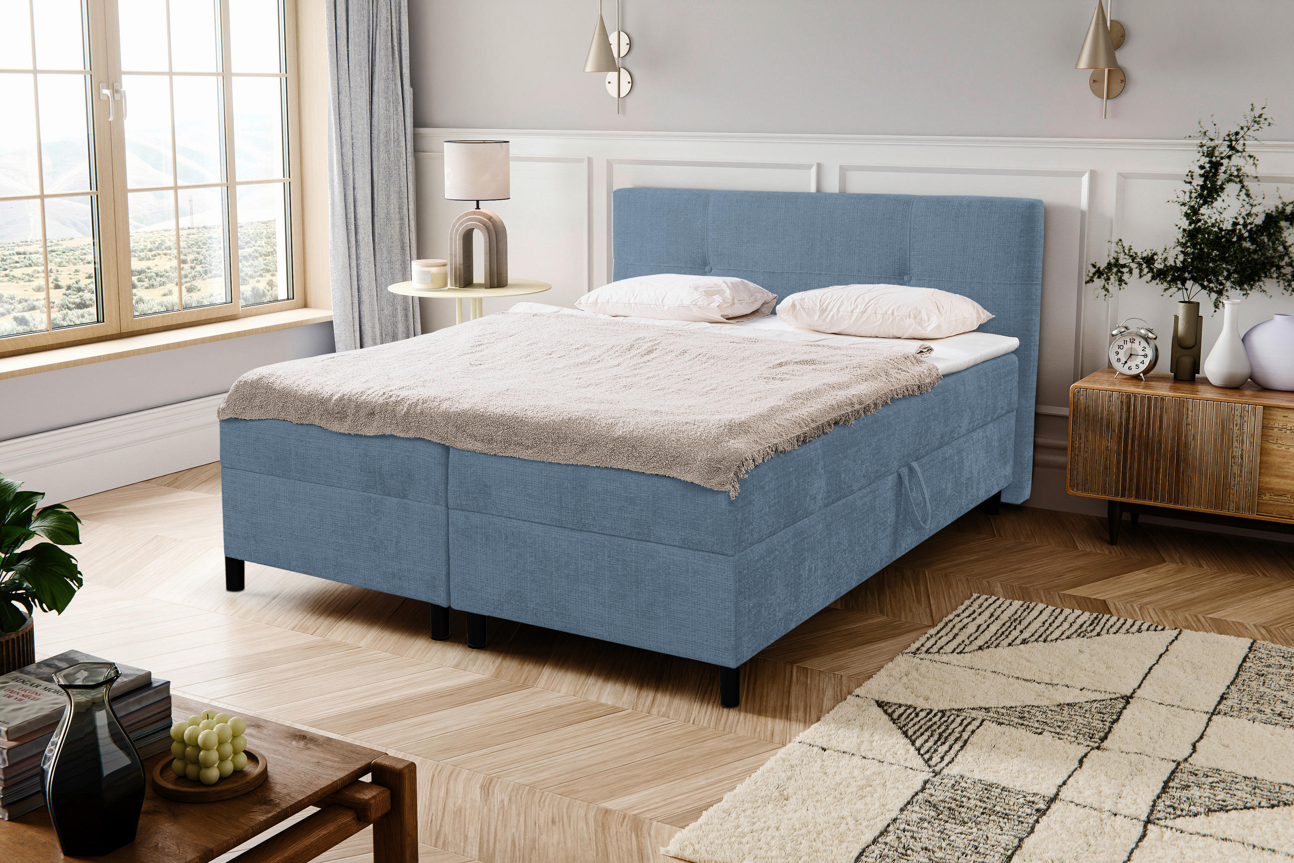 PAT TIP BOXSPRING FĂRĂ ARCURI 180/200 cm albastru