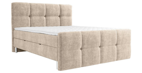 BOXBETT 180/200 cm in Taupe - Taupe/Chromfarben, Design, Holz/Holzwerkstoff (180/200cm) - Esposa