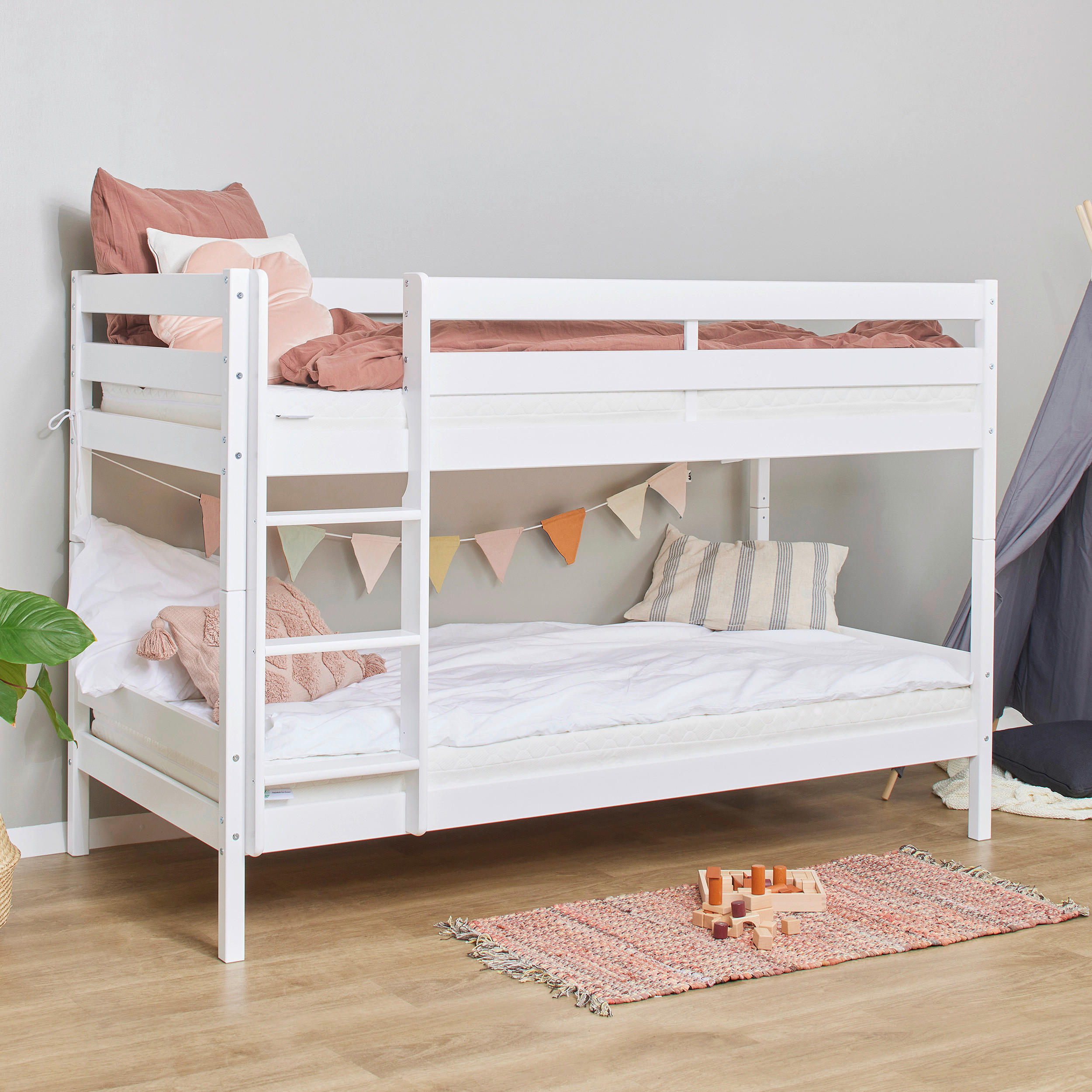 ETAGENBETT - Naturfarben/Weiß, MODERN, Holz (90/190cm) - MID.YOU