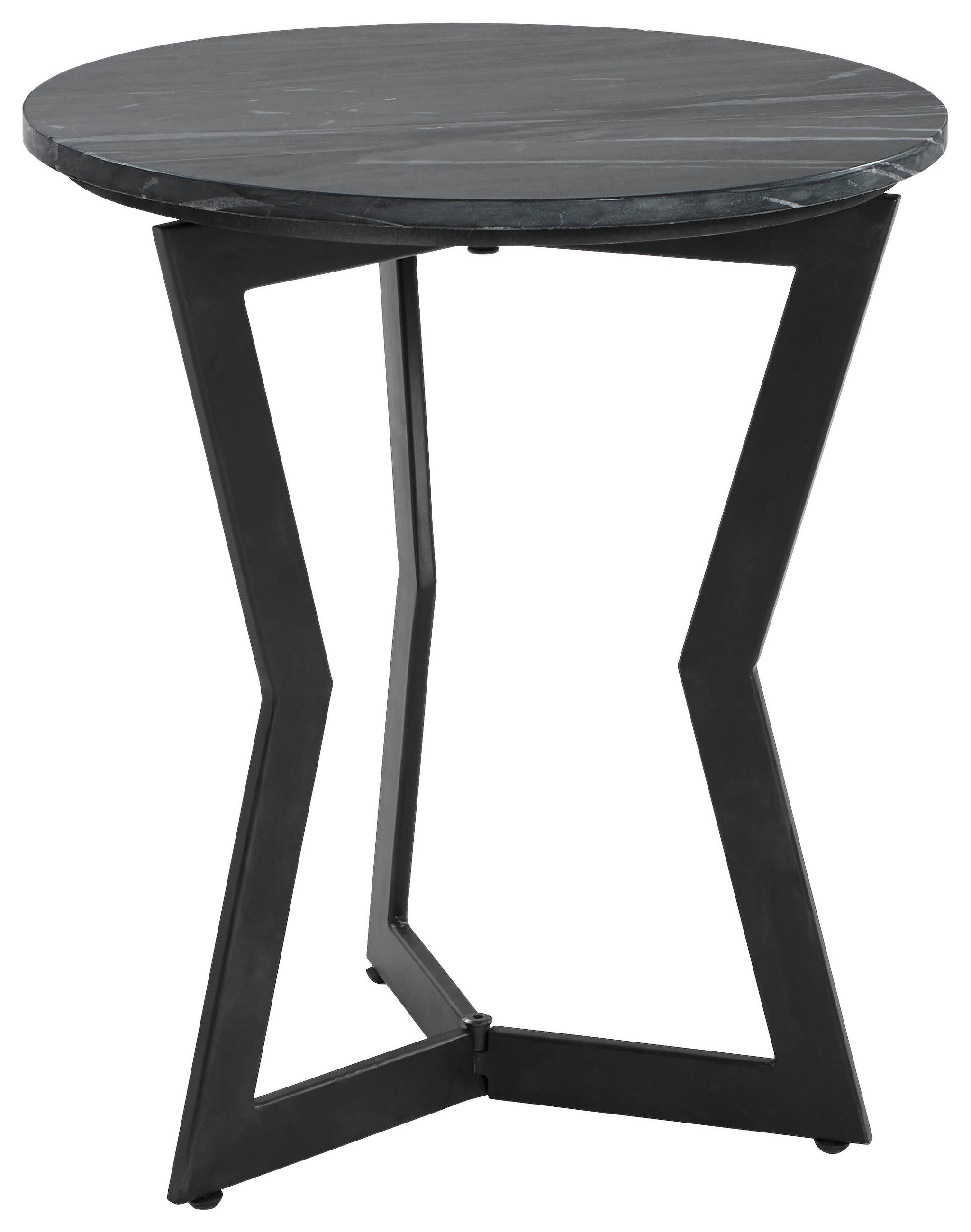 MASĂ AUXILIARĂ in metal, piatră 45/45/52 cm  - negru, Design, metal/piatră (45/45/52cm) - Novel