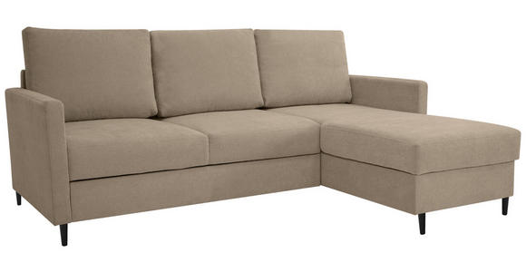 ECKSOFA in Chenille Graubraun  - Graubraun/Schwarz, KONVENTIONELL, Holz/Textil (159/221cm) - Carryhome