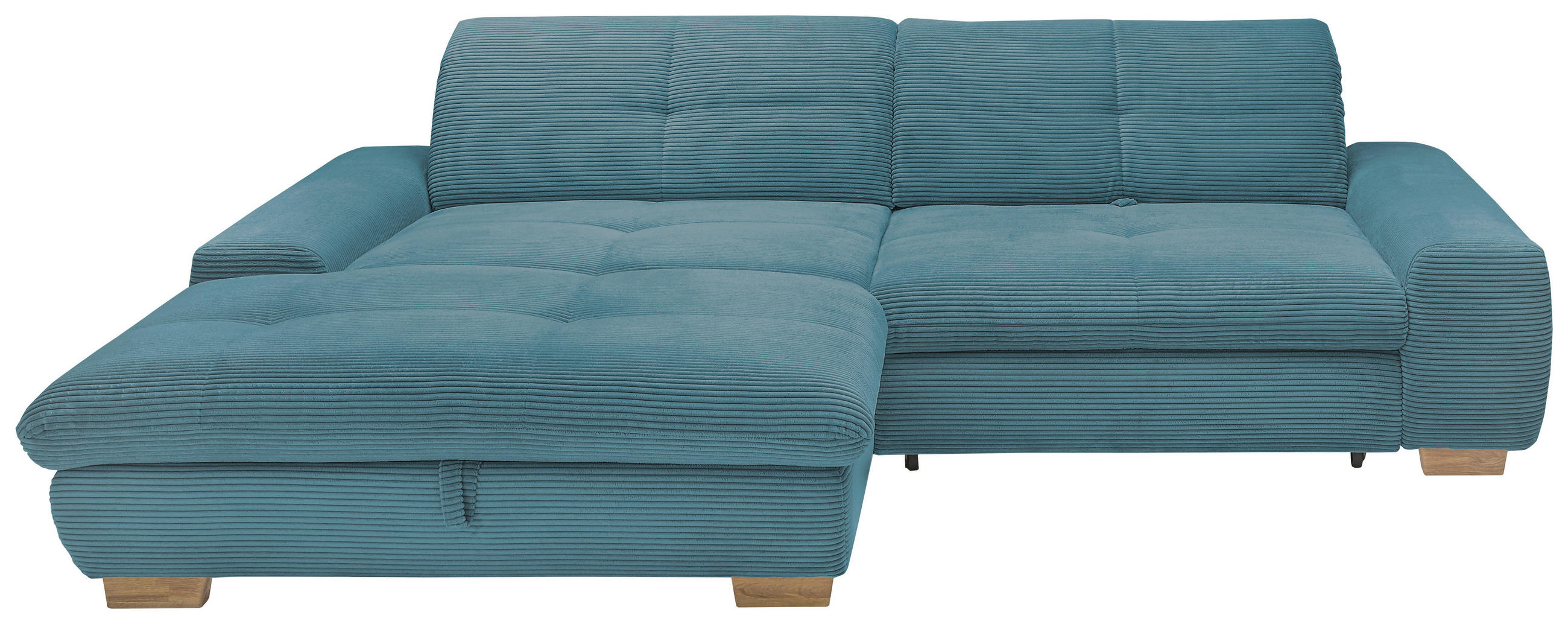 ECKSOFA Blau Cord  - Blau/Eichefarben, Design, Holz/Textil (198/276cm) - SetOne by Musterring