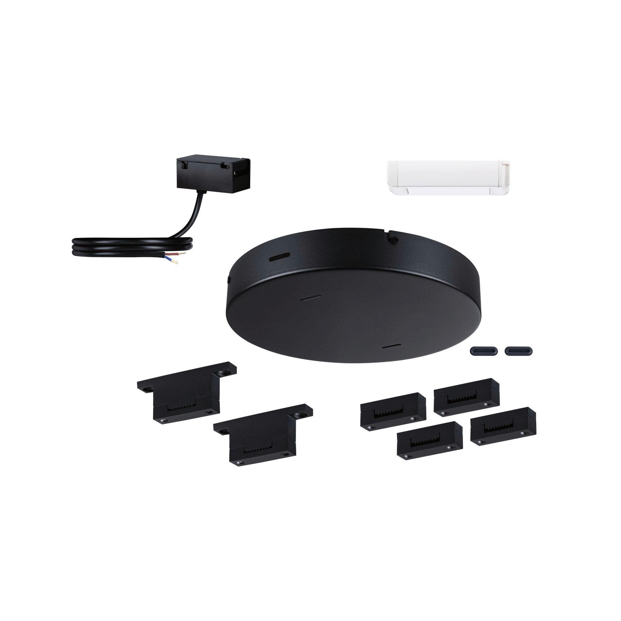 SEILSYSTEM-MONTAGESET ULine 25,0/4,0 cm   - Schwarz, Basics, Kunststoff/Metall (25,0/4,0cm) - Paulmann