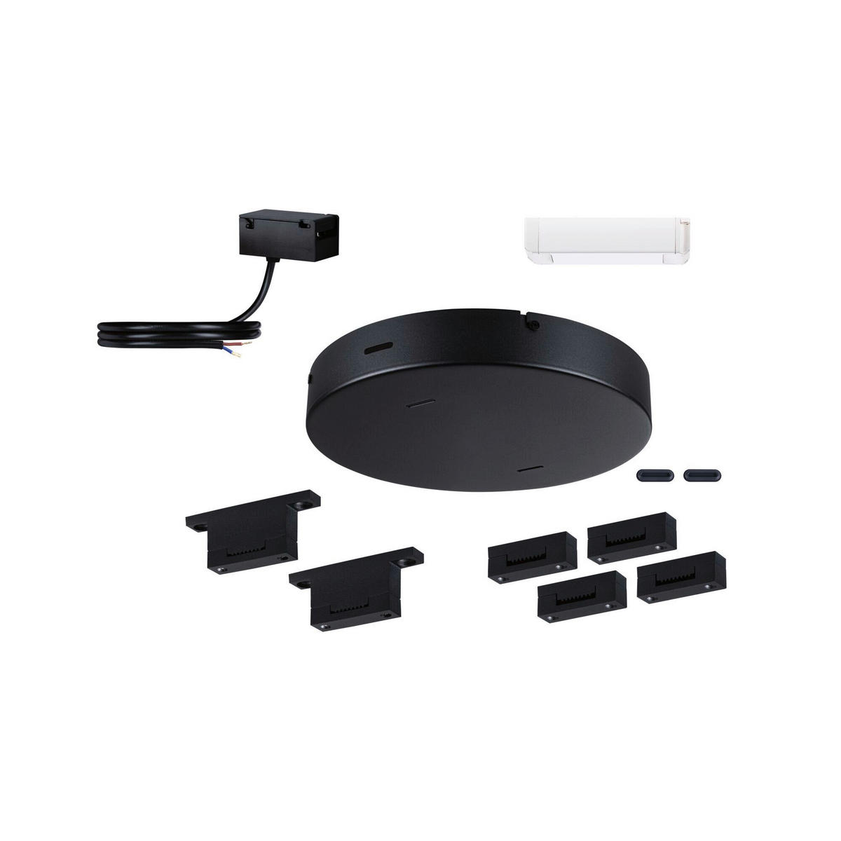 SEILSYSTEM-MONTAGESET ULine 25,0/4,0 cm   - Schwarz, Basics, Kunststoff/Metall (25,0/4,0cm) - Paulmann