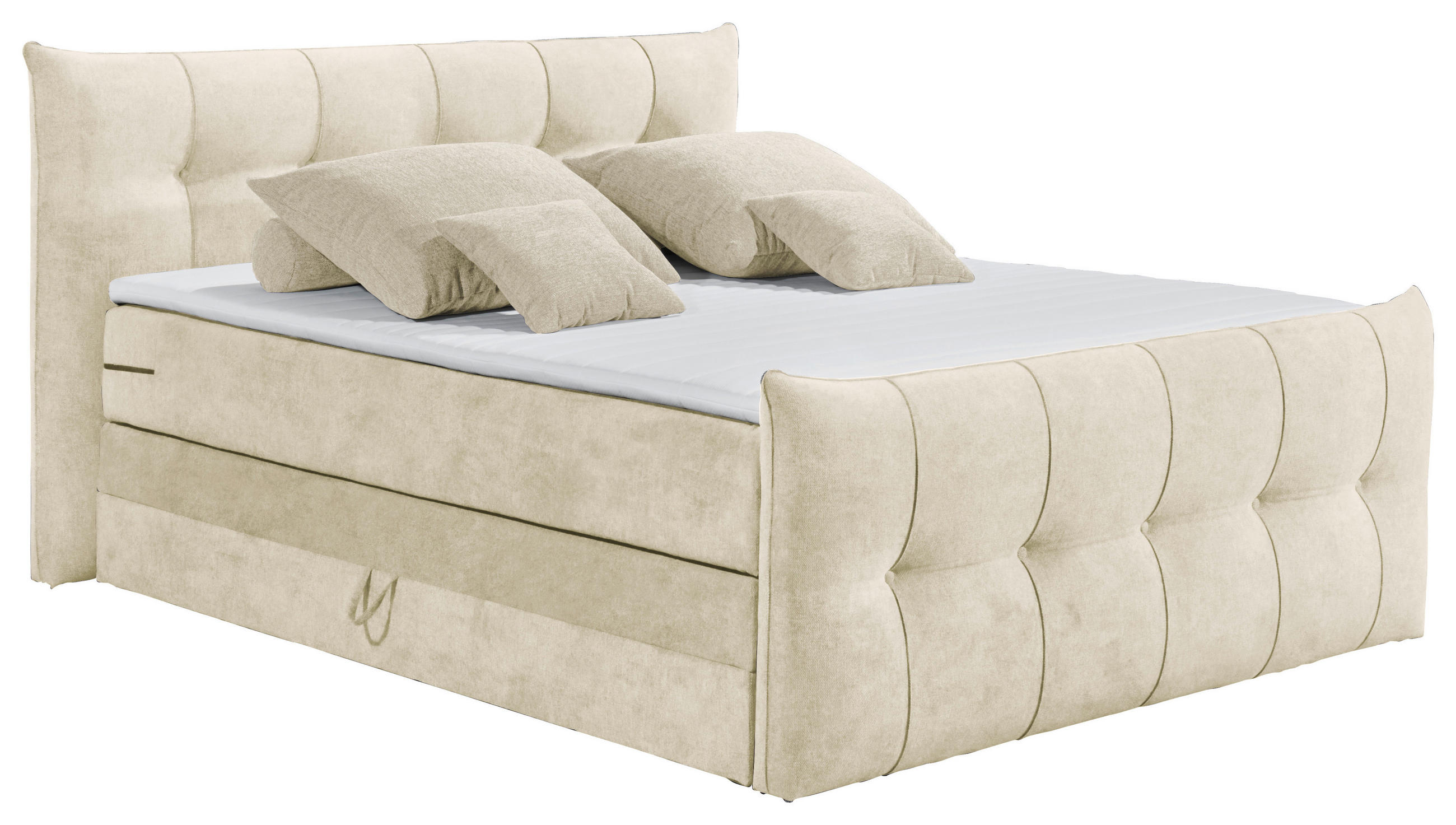 KONTINENTALSÄNG 180/200 cm i creme - creme/svart, Klassisk, textil/plast (180/200cm) - Best Price