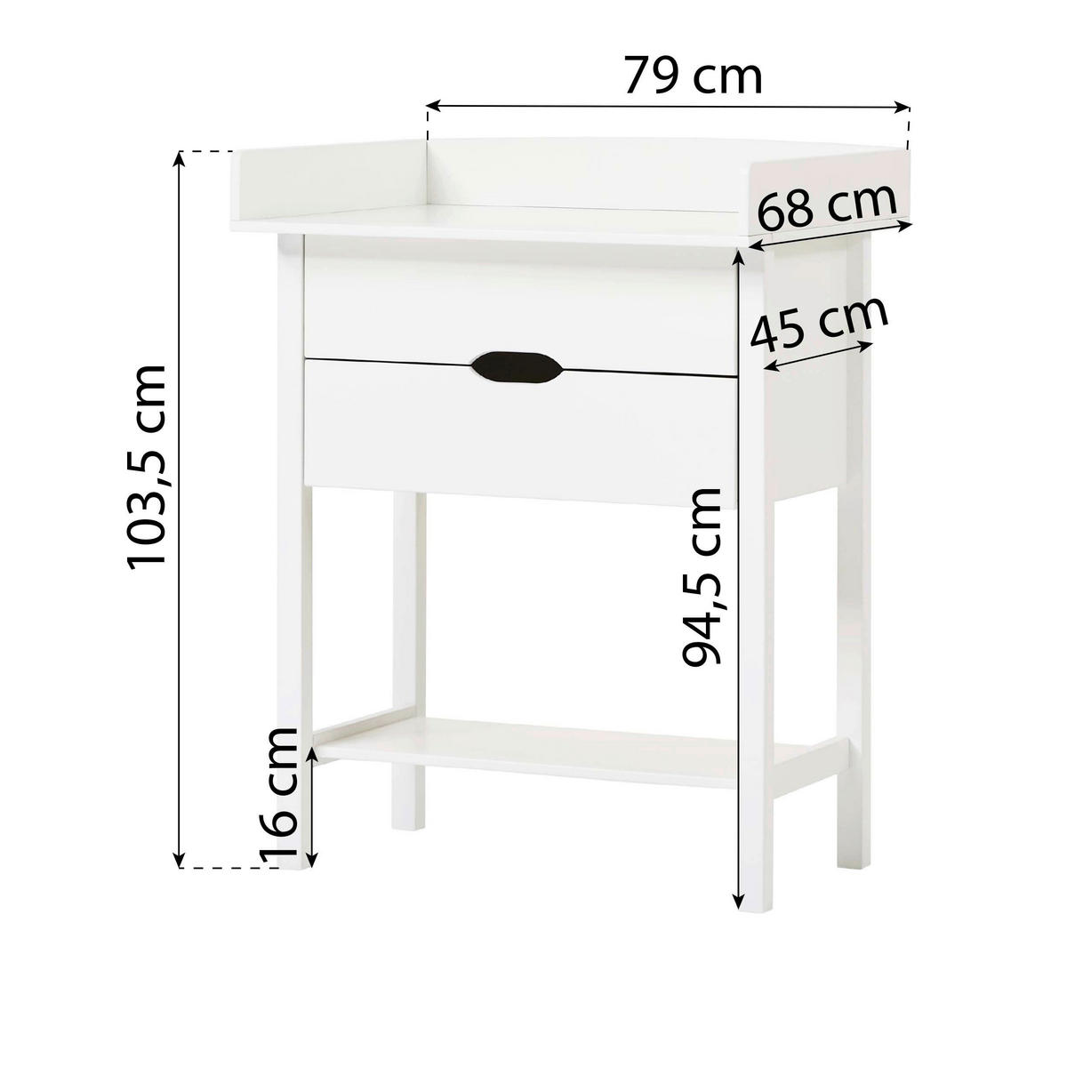 WICKELKOMMODE 79/103,5/68 cm  - Weiß, MODERN, Holz/Holzwerkstoff (79/103,5/68cm) - MID.YOU