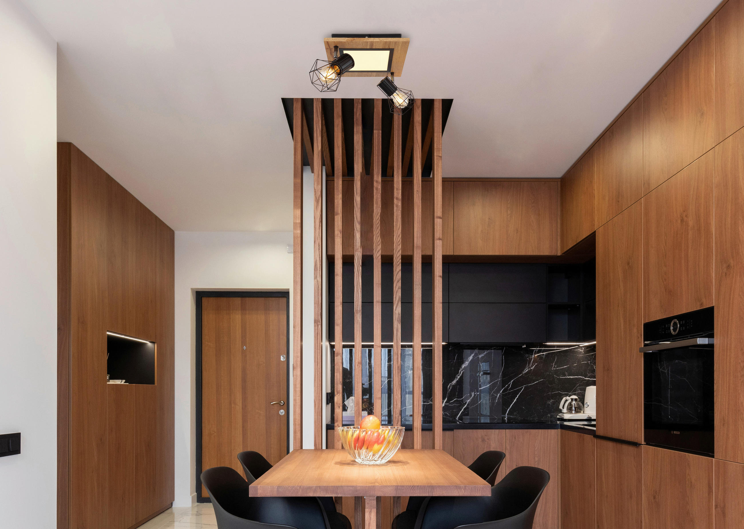 DECKENSTRAHLER - Opal/Schwarz, Natur, Holzwerkstoff/Kunststoff (30/30/22,5cm) - Globo