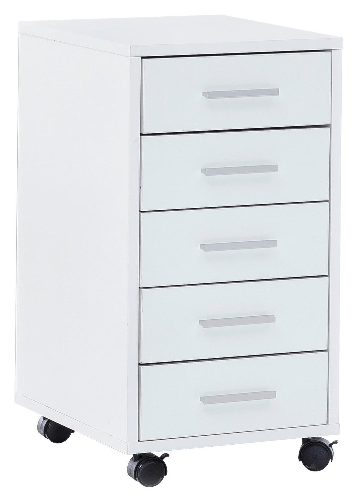 KONTAJNER NA KOLIESKACH, 33/63/38 cm - biela/strieborná, Konventionell, kompozitné drevo/plast (33/63/38cm) - MID.YOU