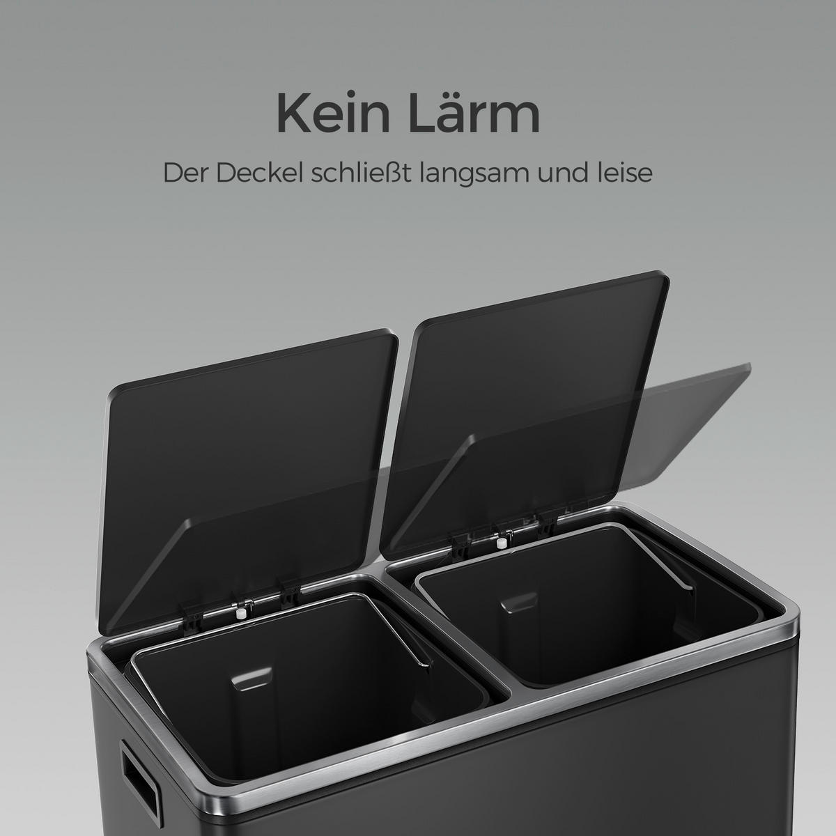 ABFALLSAMMLER 60 L  - Schwarz, Basics, Kunststoff/Metall (58,5/65/32cm)