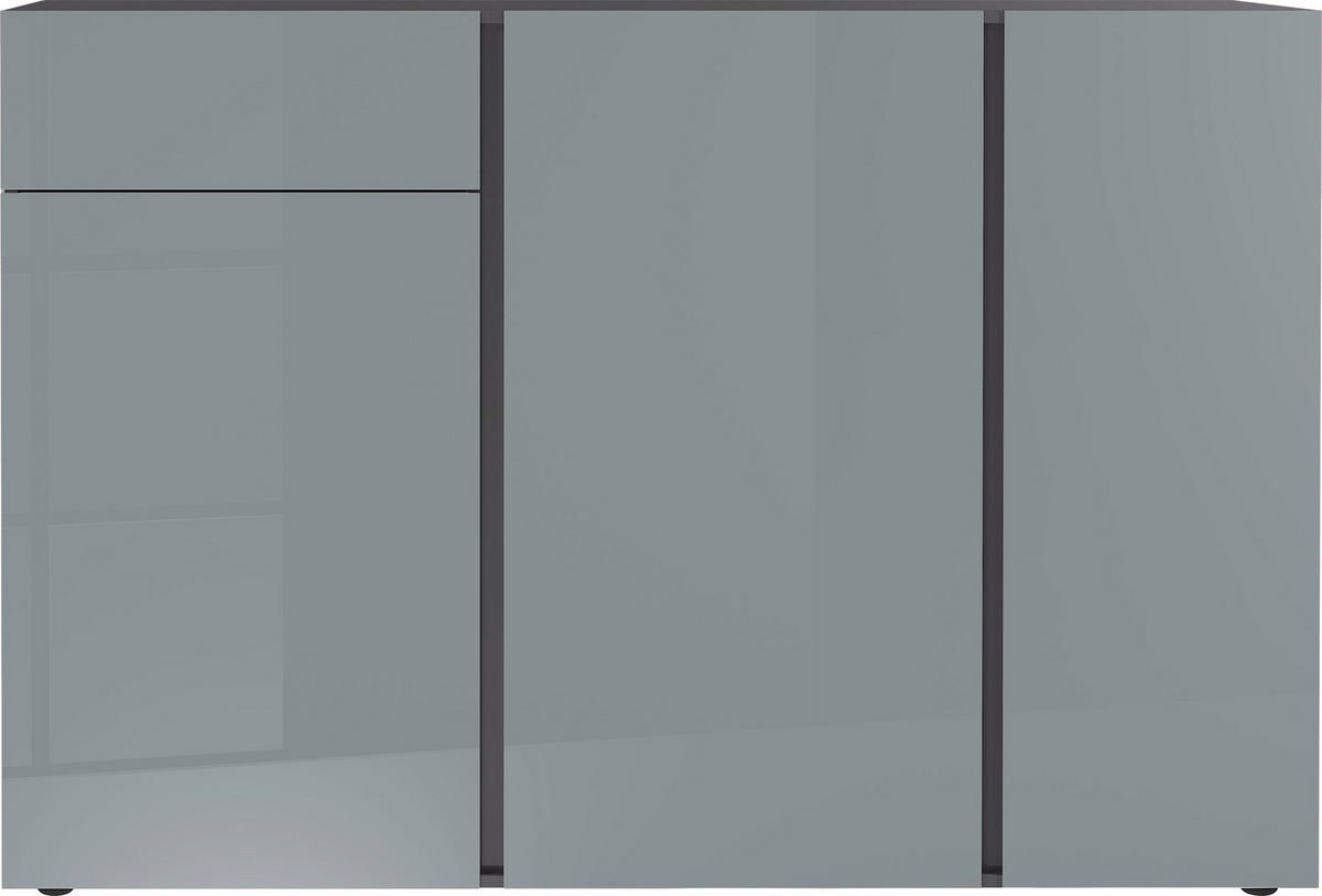 SIDEBOARD 150/104/42 cm  in Graphitfarben, Grau  - Graphitfarben/Schwarz, KONVENTIONELL, Glas/Holzwerkstoff (150/104/42cm)