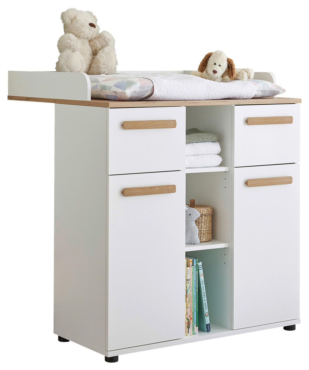 WICKELKOMMODE 89,2/100,2/70 cm  - Eiche Artisan/Weiß, Basics, Holzwerkstoff/Kunststoff (89,2/100,2/70cm) - My Baby Lou