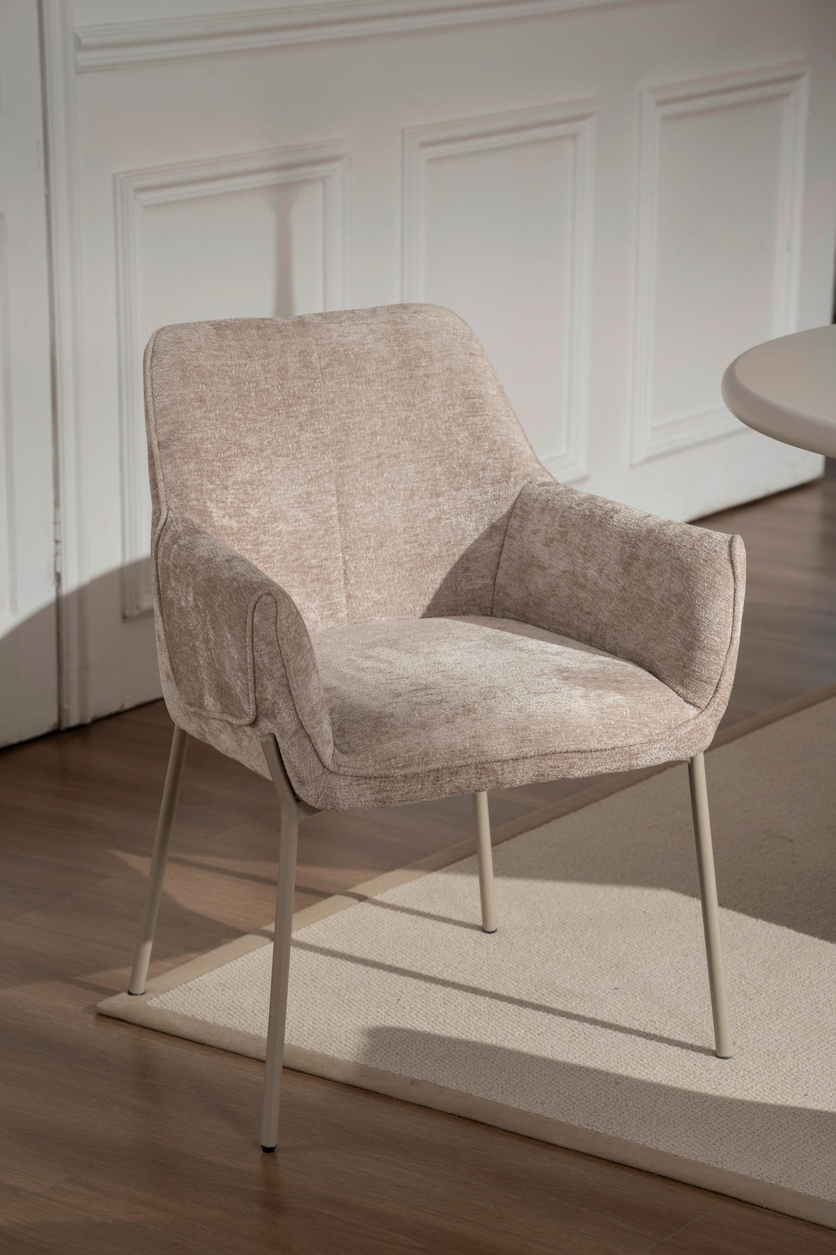 ARMLEHNSTUHL  in Eisen Chenille  - Beige, MODERN, Holz/Textil (62/83/62cm) - MID.YOU