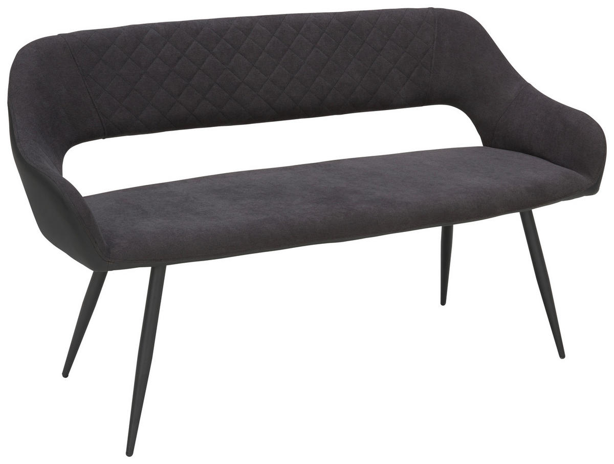SITZBANK in Metall, Textil Anthrazit, Schwarz  - Anthrazit/Schwarz, Design, Textil/Metall (140/80/62cm) - Carryhome