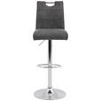 BARHOCKER Mikrofaser Anthrazit Sitzfläche 360° drehbar, mit Griff  - Chromfarben/Anthrazit, KONVENTIONELL, Textil/Metall (38/97-119/50cm) - Carryhome