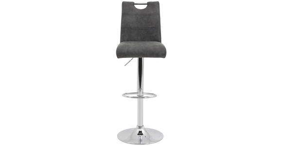 BARHOCKER Mikrofaser Anthrazit Sitzfläche 360° drehbar, mit Griff  - Chromfarben/Anthrazit, KONVENTIONELL, Textil/Metall (38/97-119/50cm) - Carryhome