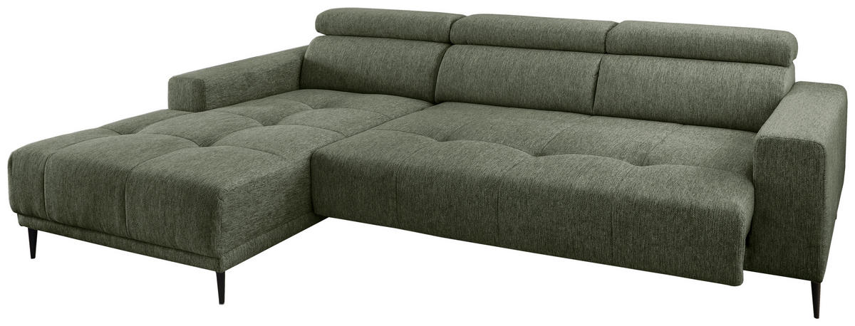 ECKSOFA Dunkelgrün Chenille  - Dunkelgrün/Schwarz, KONVENTIONELL, Textil/Metall (188/276cm) - Livetastic