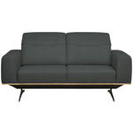2-SITZER-SOFA in Leder Grau  - Schwarz/Grau, Design, Leder/Holz (174/76-97/102cm) - Novel