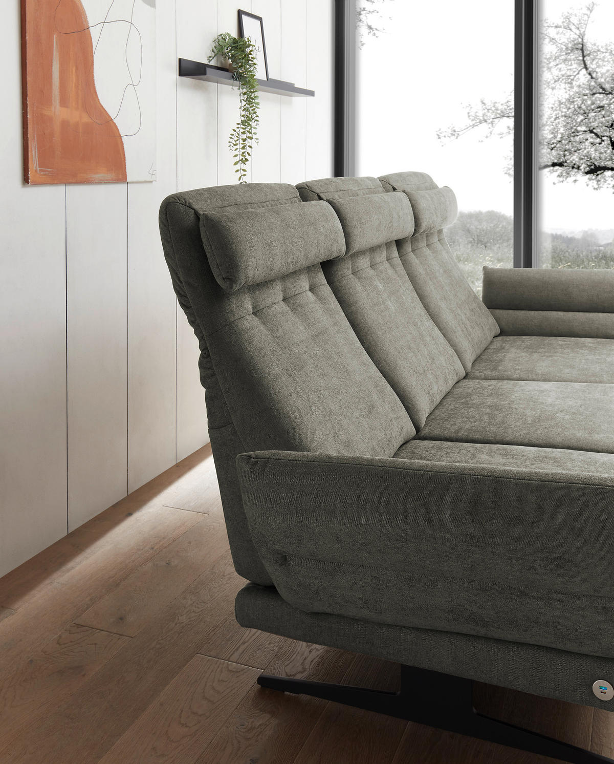 ECKSOFA in Flachgewebe Grün  - Schwarz/Grün, Design, Textil/Metall (279-327/176-217cm) - Dieter Knoll