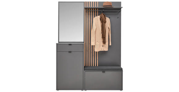 GARDEROBE  in 143,5/198/40 cm  - Graphitfarben/Eiche Artisan, Design, Glas/Holzwerkstoff (143,5/198/40cm) - Voleo