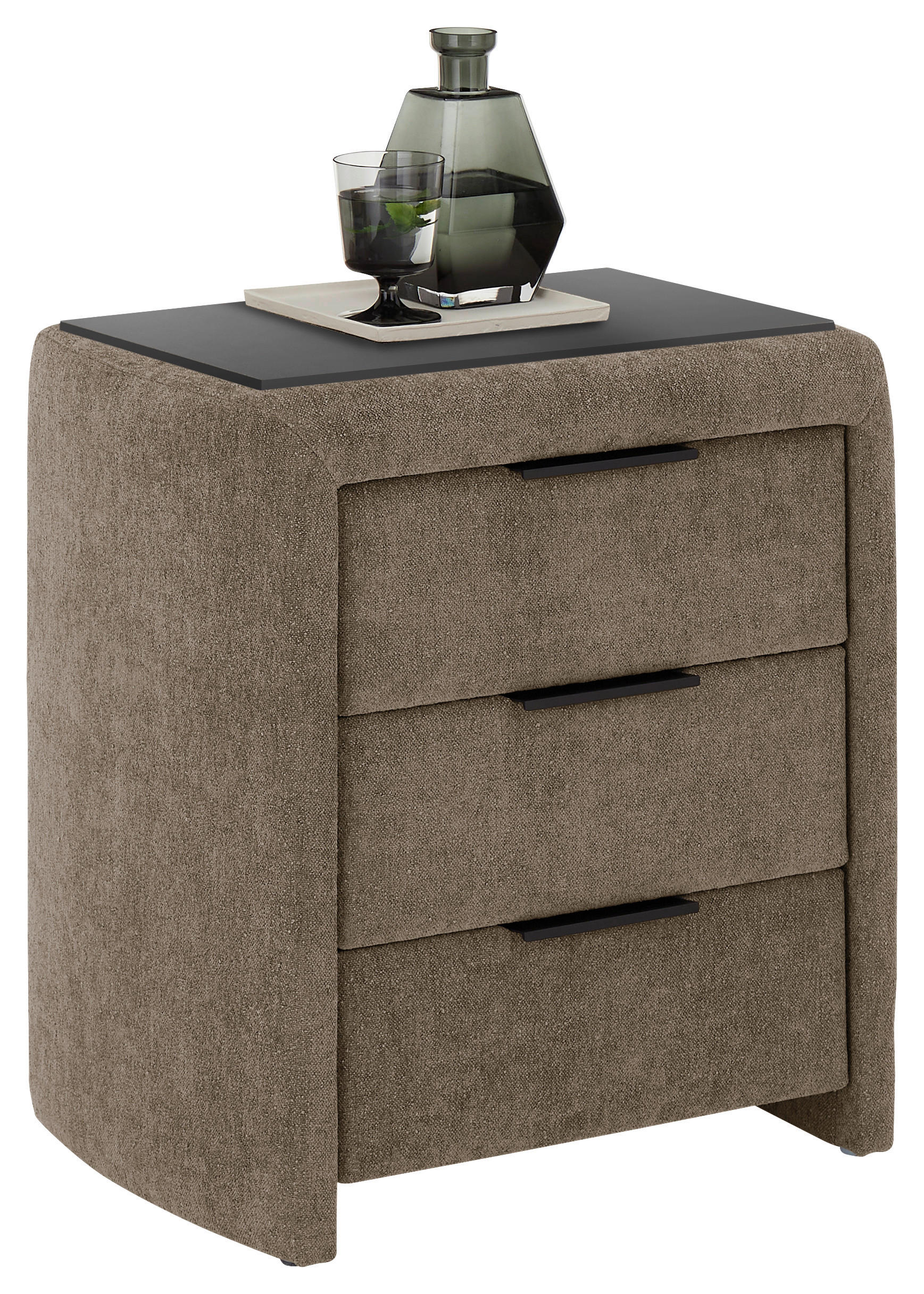 NACHTSCHRANK 57/61/42 cm  - Schwarz/Braun, Design, Textil/Metall (57/61/42cm) - Johann Jakob