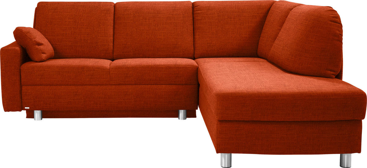 ECKSOFA in Chenille Orange  227/208 cm  - Alufarben/Orange, KONVENTIONELL, Textil/Metall (227/208cm) - Sedda