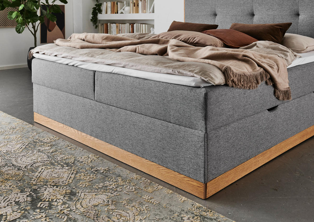 BOXBETT 180/200 cm  in Grau  - Eichefarben/Grau, Basics, Holzwerkstoff/Textil (180/200cm) - Boxxx