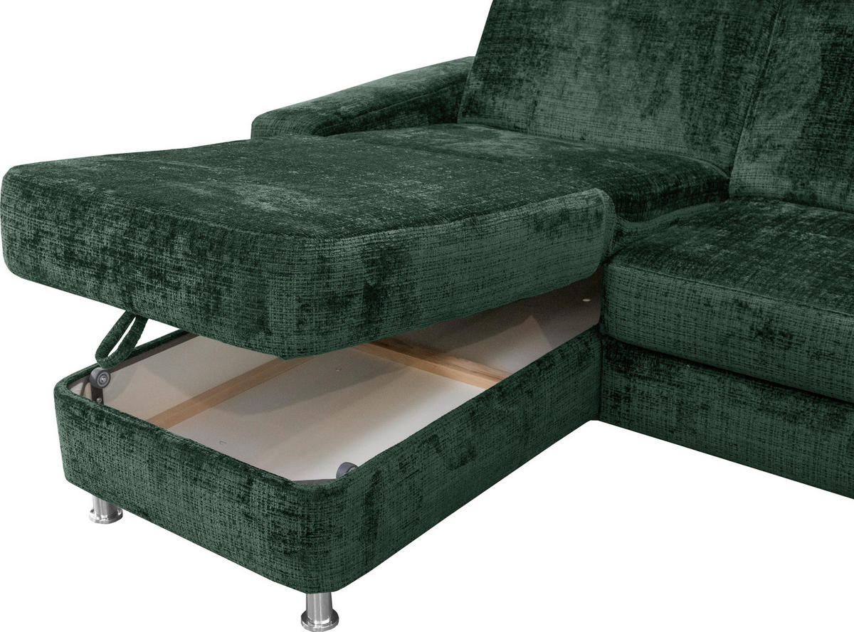 SEDACIA SÚPRAVA, textil, zelená - zelená/chrómová, Design, textil/plast (165/301/198cm) - Xora