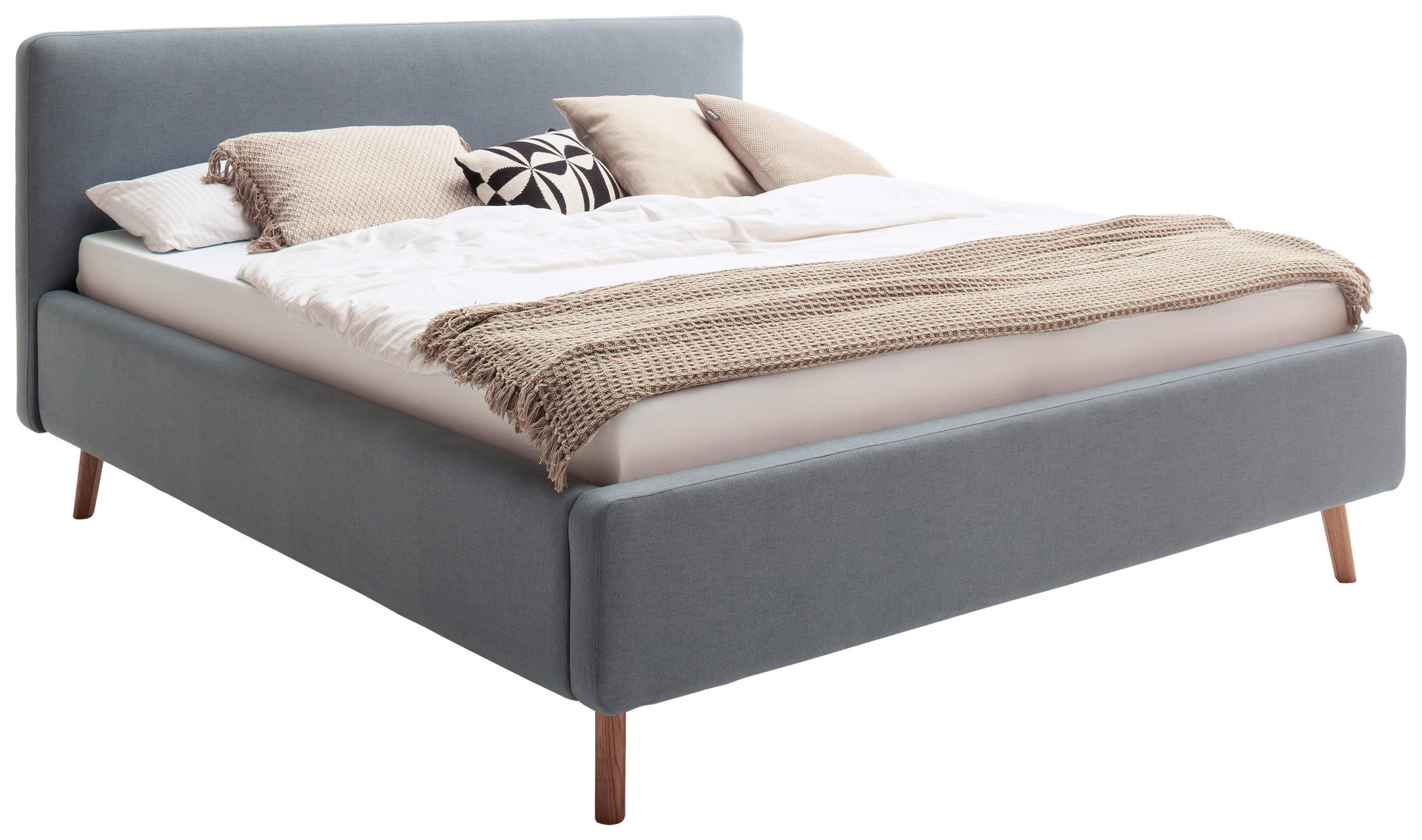 POLSTERBETT Lattenrost, Bettkasten Hellblau 180/200 cm  - Eichefarben/Hellblau, Design, Holz/Textil (180/200cm) - Livetastic