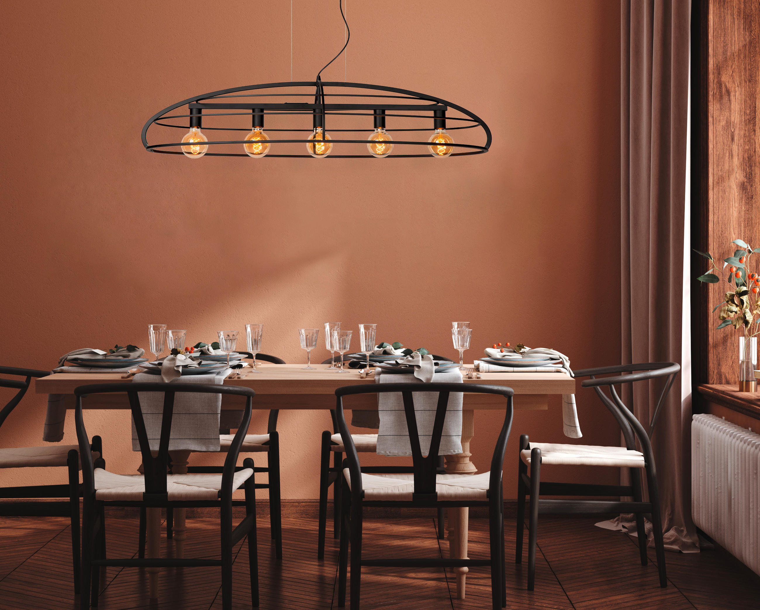 LED-HÄNGELEUCHTE Dikra 125/40.5/175.5 cm   - Schwarz, Basics, Metall (125/40.5/175.5cm) - Lucide