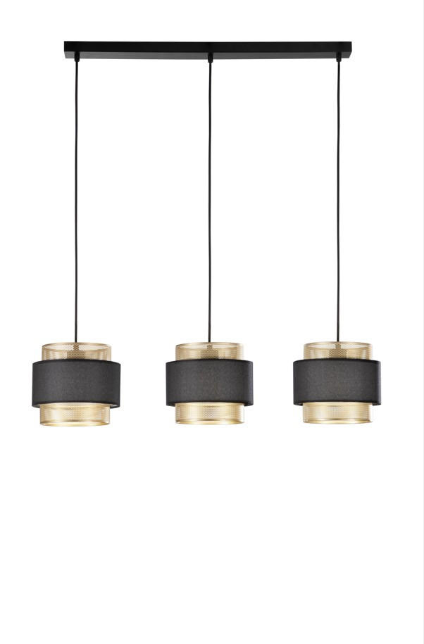 HÄNGELEUCHTE 85/200 cm  - Goldfarben/Schwarz, Trend, Textil/Metall (85/200cm)