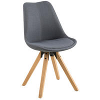 STUHL Flachgewebe Dunkelgrau  - Eichefarben/Dunkelgrau, Design, Holz/Textil (48/85/55cm) - Carryhome