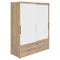 SCHIEBETÜRENSCHRANK 2-türig Weiß, Eichefarben  - Eichefarben/Weiß, Design, Holzwerkstoff/Metall (164,1/206,9/63,9cm) - Paidi