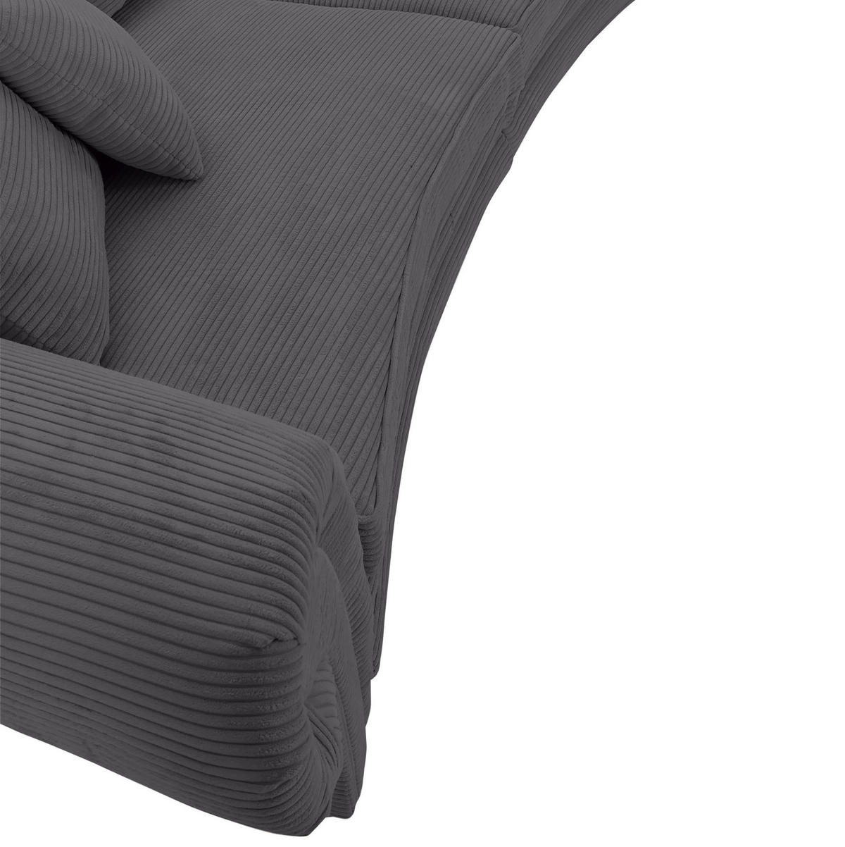 MEGASOFA Cord Dunkelgrau  - Dunkelgrau/Schwarz, ROMANTIK / LANDHAUS, Holz/Textil (276/81/140cm) - Landscape