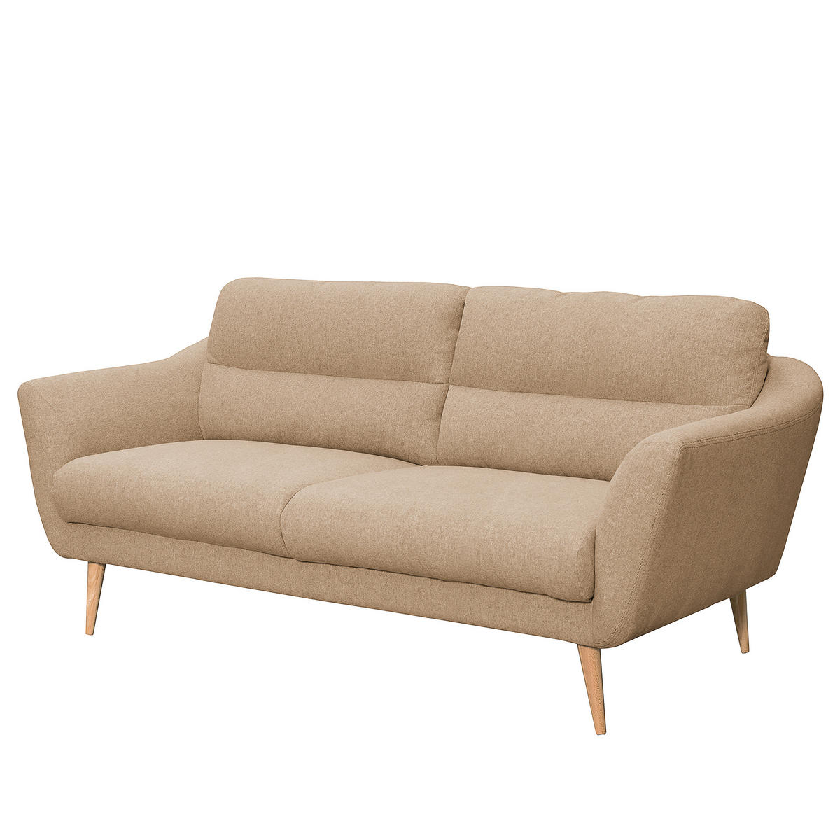 2,5-SITZER Webstoff Beige  - Beige/Buchefarben, Design, Holz/Textil (187/87/88cm) - Livetastic