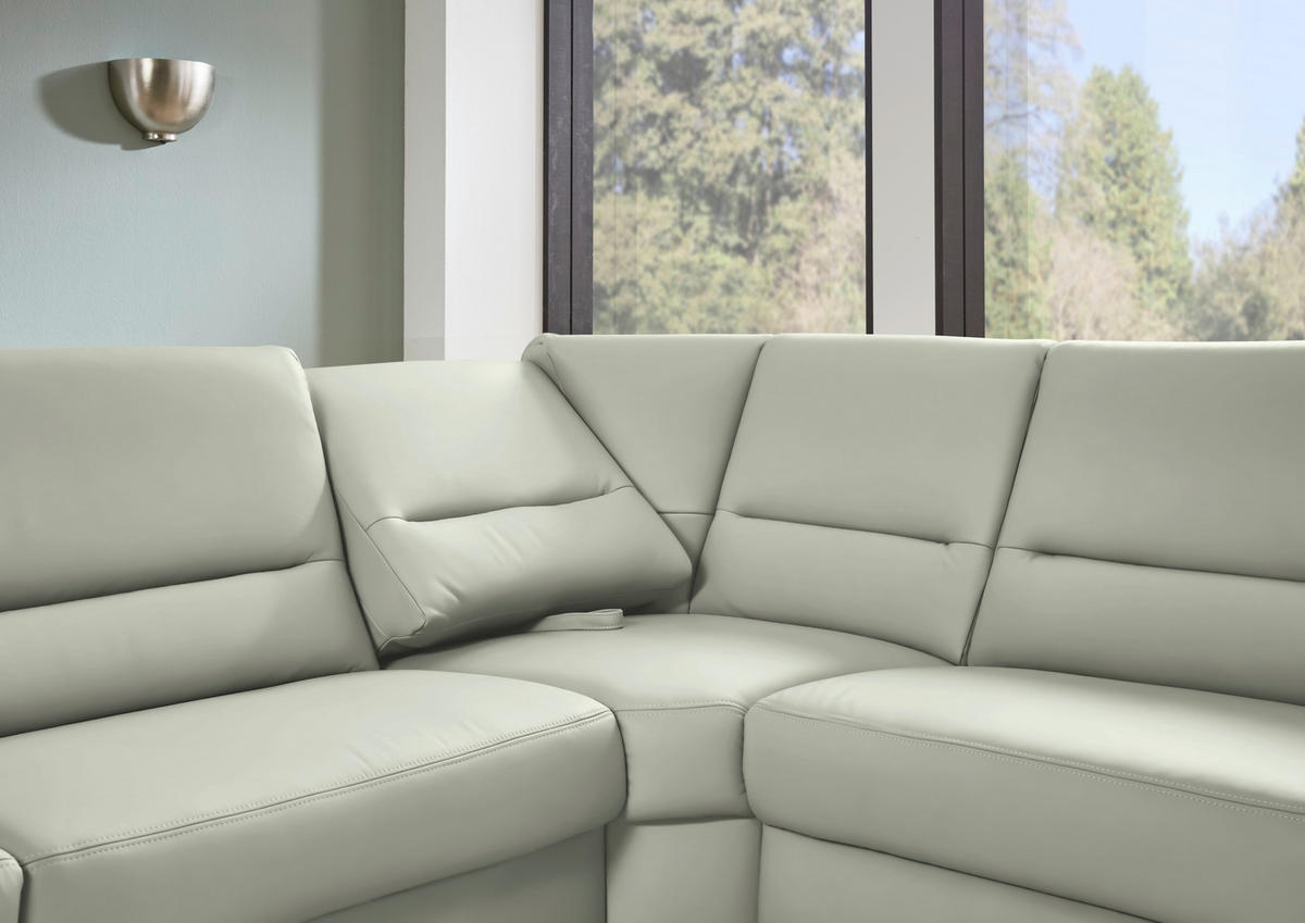 ECKSOFA  in Echtleder Silberfarben  290/249 cm  - Silberfarben/Schwarz, KONVENTIONELL, Leder/Metall (290/249cm) - Beldomo Premium