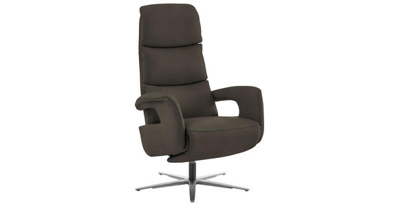 RELAXSESSEL in Leder Graubraun  - Edelstahlfarben/Graubraun, Design, Leder/Metall (76/119/86cm) - Dieter Knoll