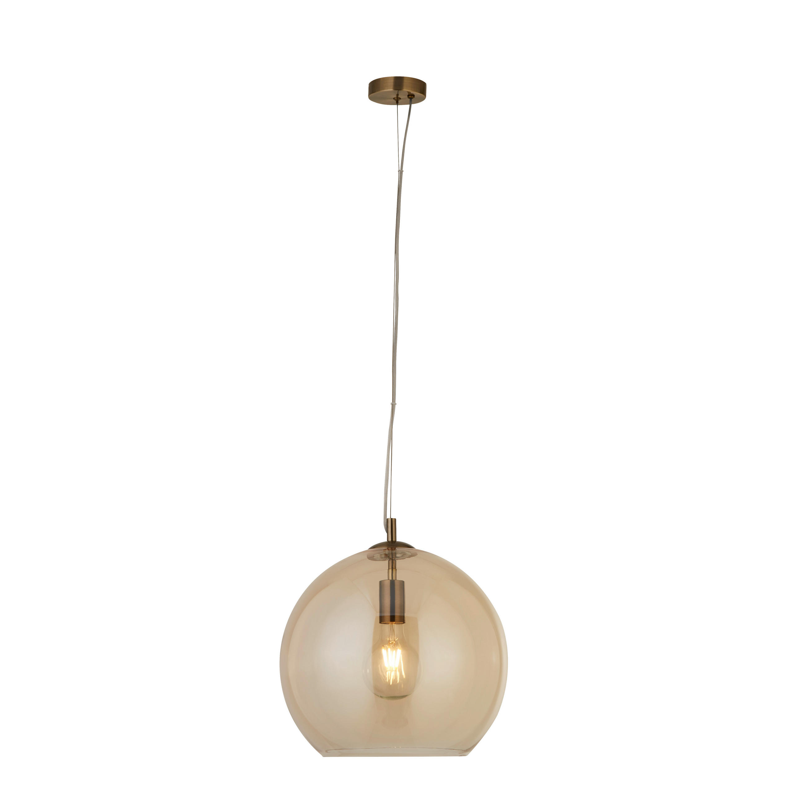 HÄNGELEUCHTE Balls 35/120 cm   - Chromfarben/Bernsteinfarben, Design, Glas/Metall (35/120cm)