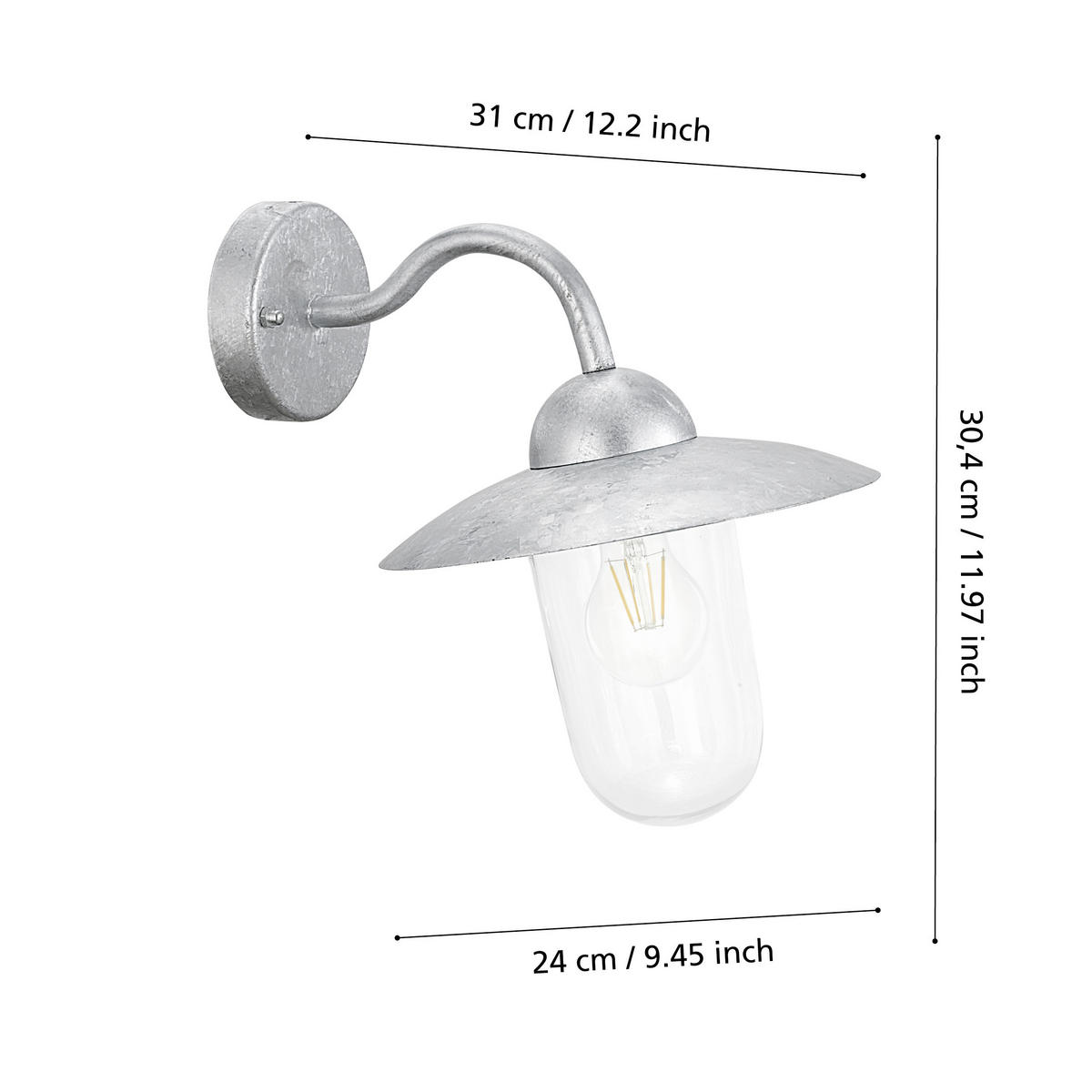 AUSSENLEUCHTE Milton 31/31/45 cm  - Klar/Silberfarben, KONVENTIONELL, Glas/Metall (31/31/45cm) - Eglo