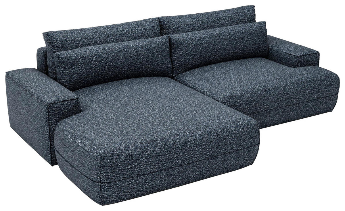 ECKSOFA in Struktur Blau  - Blau/Schwarz, Design, Kunststoff/Textil (156/272cm) - Livetastic
