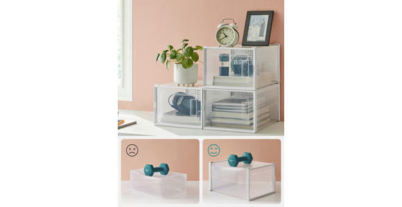 SCHUHBOX - Transparent/Weiß, Trend, Kunststoff (35/19/25,2cm) - Boxxx