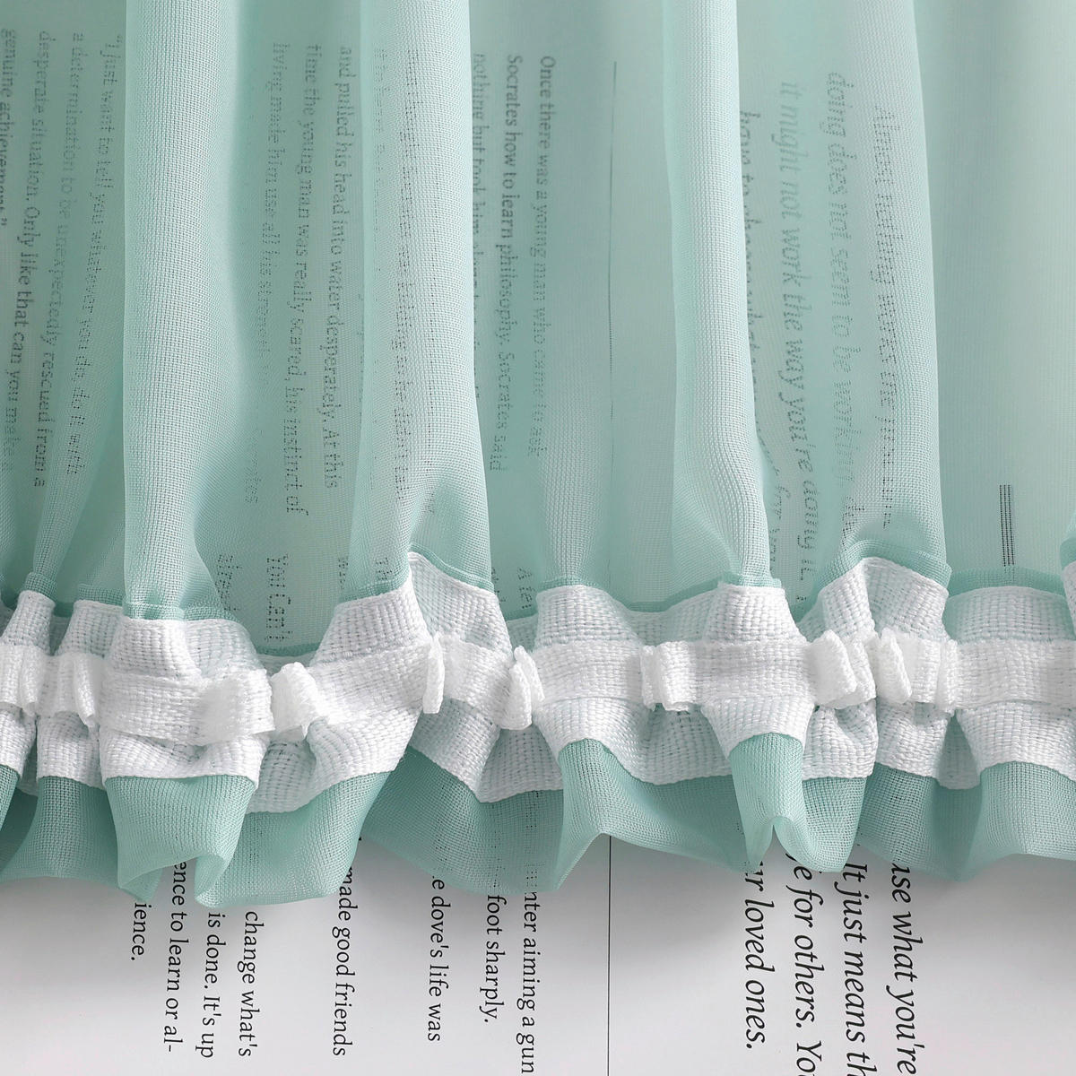 FERTIGVORHANG  transparent  140/145 cm   - Türkis/Weiß Hochglanz, Basics, Textil (140/145cm) - Joyswahl