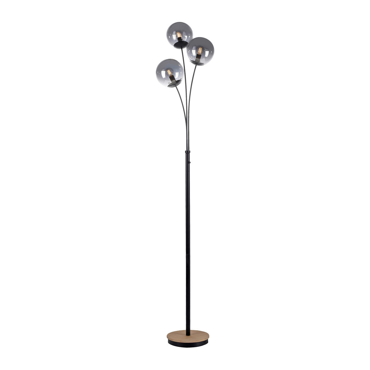 STEHLEUCHTE 35/30/185 cm    - Schwarz, Natur, Glas/Holz (35/30/185cm)