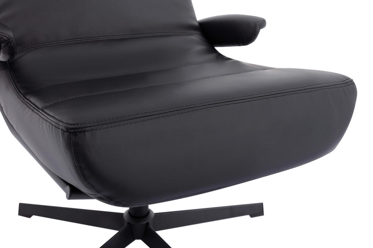 RELAXSESSELSET Lederlook    - Schwarz, Design, Textil/Metall (68/101/85cm) - Livetastic