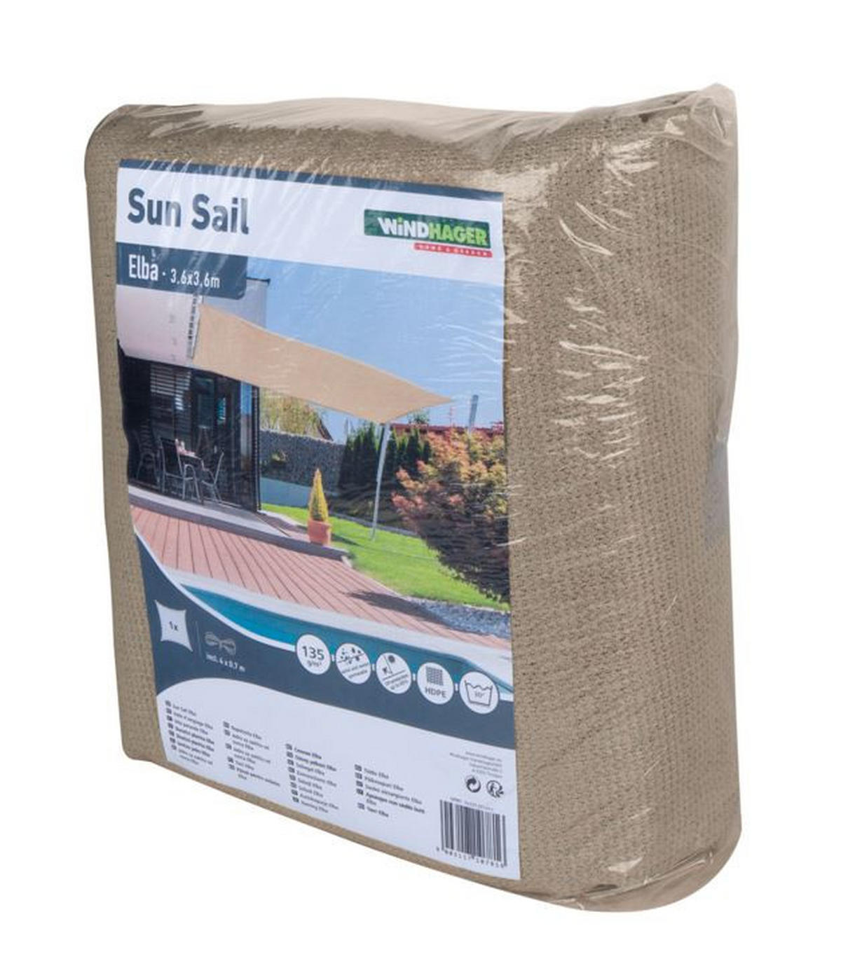 ZAHRADNÍ PLACHTA PROTI SLUNCI 360/360 cm - béžová, Basics, textil (360/360cm)