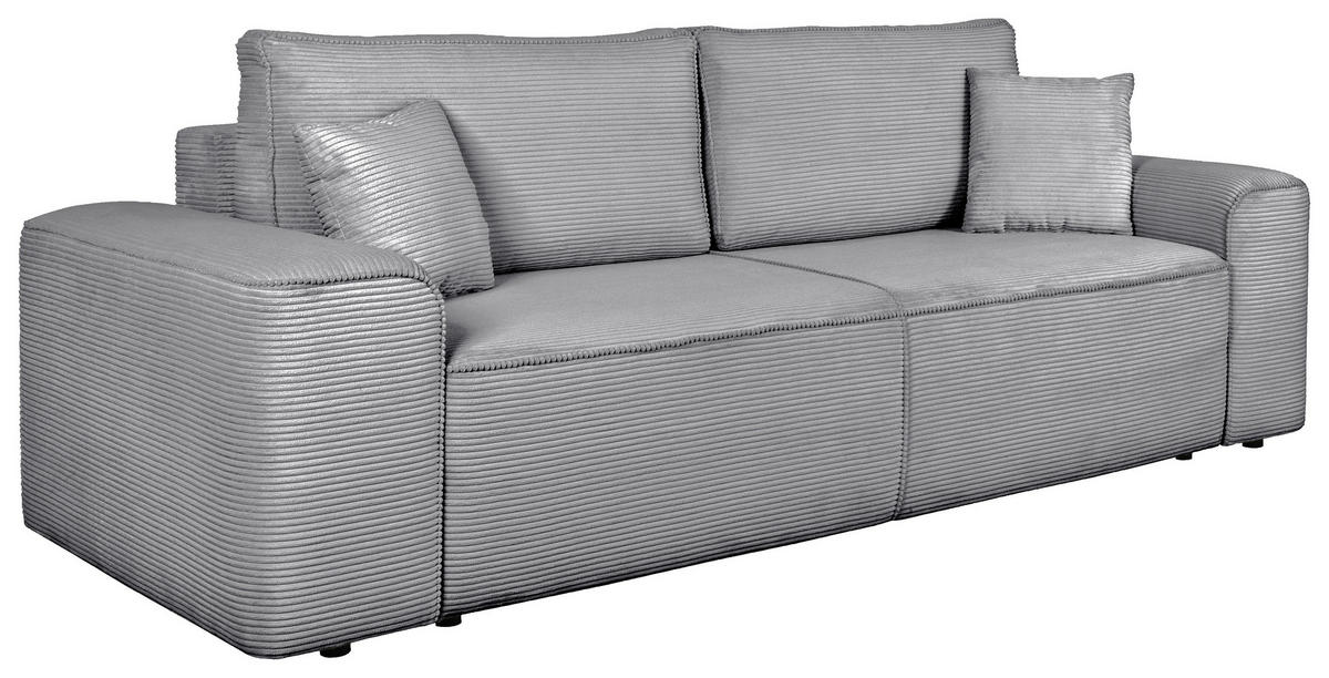 SCHLAFSOFA  mit Rücken echt, Armteil links, Armteil rechts Cord Grau  - Schwarz/Grau, Design, Kunststoff/Textil (261/95/108cm) - Xora