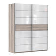 SCHWEBETÜRENSCHRANK  in Eichefarben, Weiß Hochglanz  - Eichefarben/Weiß Hochglanz, Basics, Holzwerkstoff/Metall (170,3/209,7/61,2cm) - Carryhome